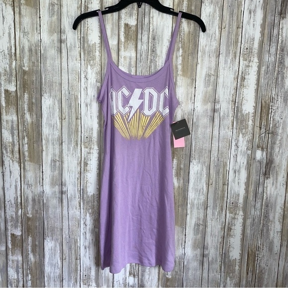 NWT AC/DC Purple Fitted Ribbed Dress - Picture 2 of 7